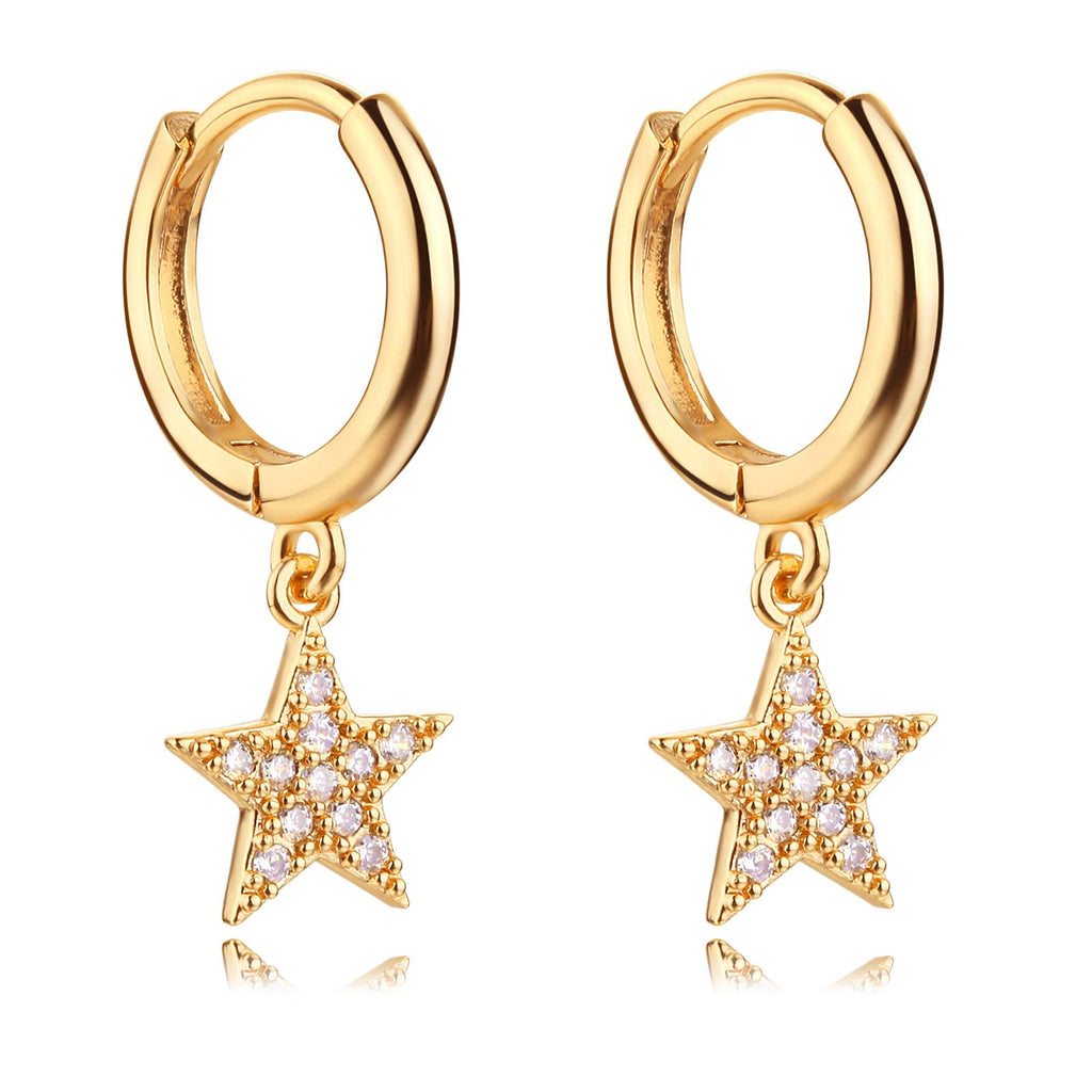 Star Gold Huggies - Hand placed Crystals